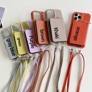 Funda de teléfono personalizada con correa cruzada de cuero y tarjetero para Pro Plus Max 12/13/14/15/16