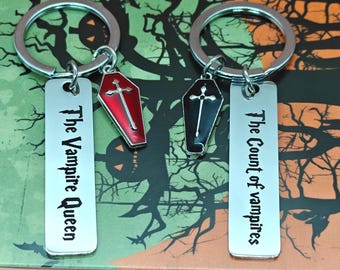 Halloween Cross Personalized Keychains,Vampires Custom Keyring,Stainless Steel Keychain,Gift For Halloween