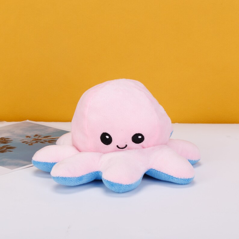 Octopus Plush Dolls Emotion Dolls Happy Unhappy Mood Shift Blue Pink