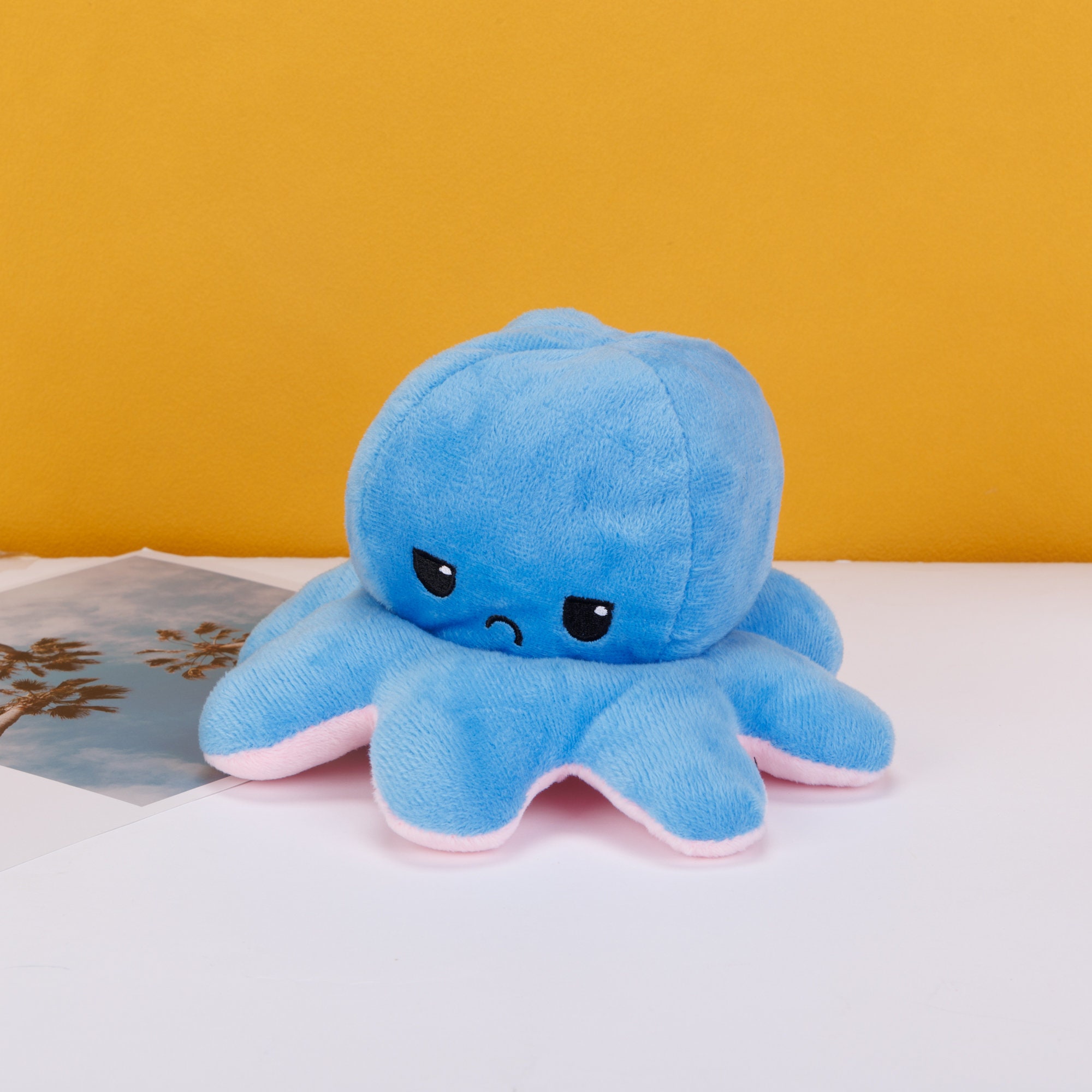 Octopus Plush Dolls Emotion Dolls Happy Unhappy Mood Shift Blue Pink
