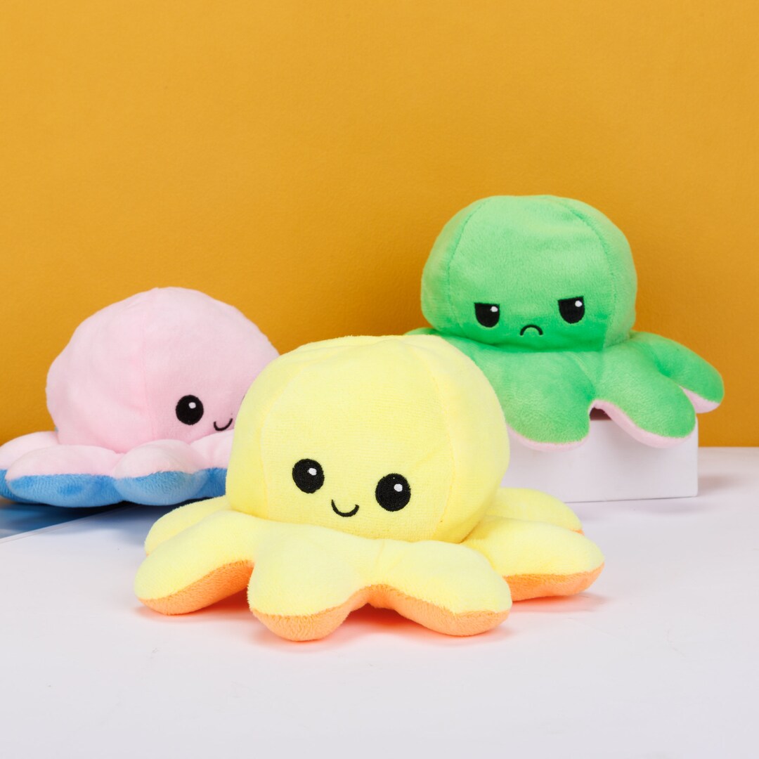 Octopus Plush Dolls Emotion Dolls Happy Unhappy Mood Shift Blue Pink