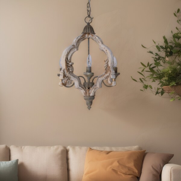 Rustic Metal and Wood Chandelier – Handcrafted, Elegant and Vintage Decorative Lighting Fixture for Your Space