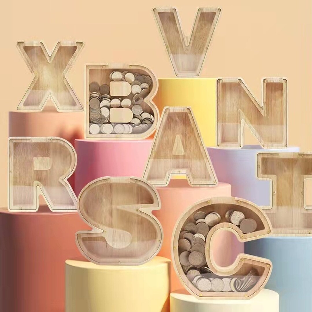 Personalized Money Box Name Letter Piggy Bank Birthday Gift Etsy