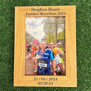 Personalised London Marathon Photo Frame, Personalised Photo Frame, Personal Achievement Photo Frame, Laser Engraved Photo Frame