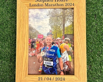 Personalised London Marathon Photo Frame, Personalised Photo Frame, Personal Achievement Photo Frame, Laser Engraved Photo Frame