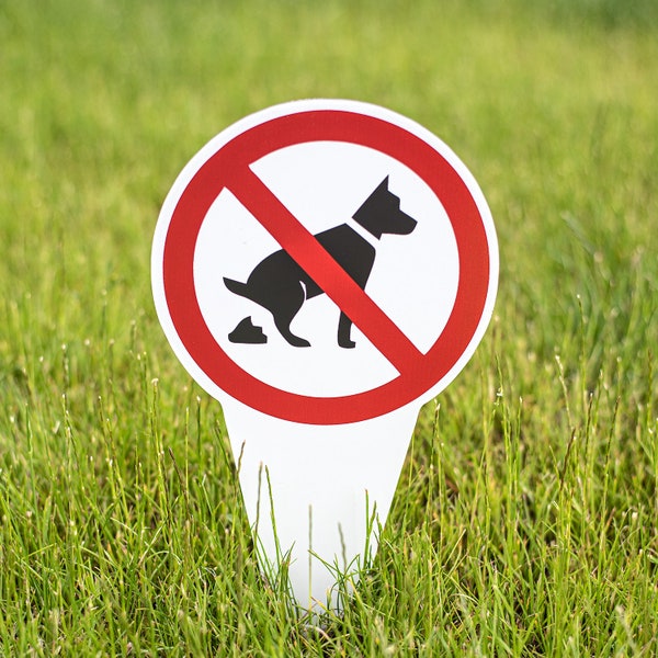 Aluminium insteekbord, honden verboden, geen huisdieren, privé gazon, aandachtshond, opruimen na uw hond