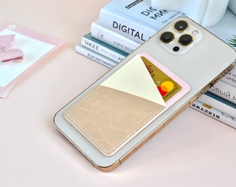 Phone Wallet cute slim minimalist stick on card holder womens small id holder Phone Card Holder Adhesive / christmas gifts for mom