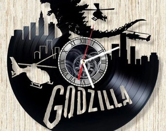 Godzilla Monster design Vinyl Record Clock , Japan Kong Monster Vinyl Record Wall Clock