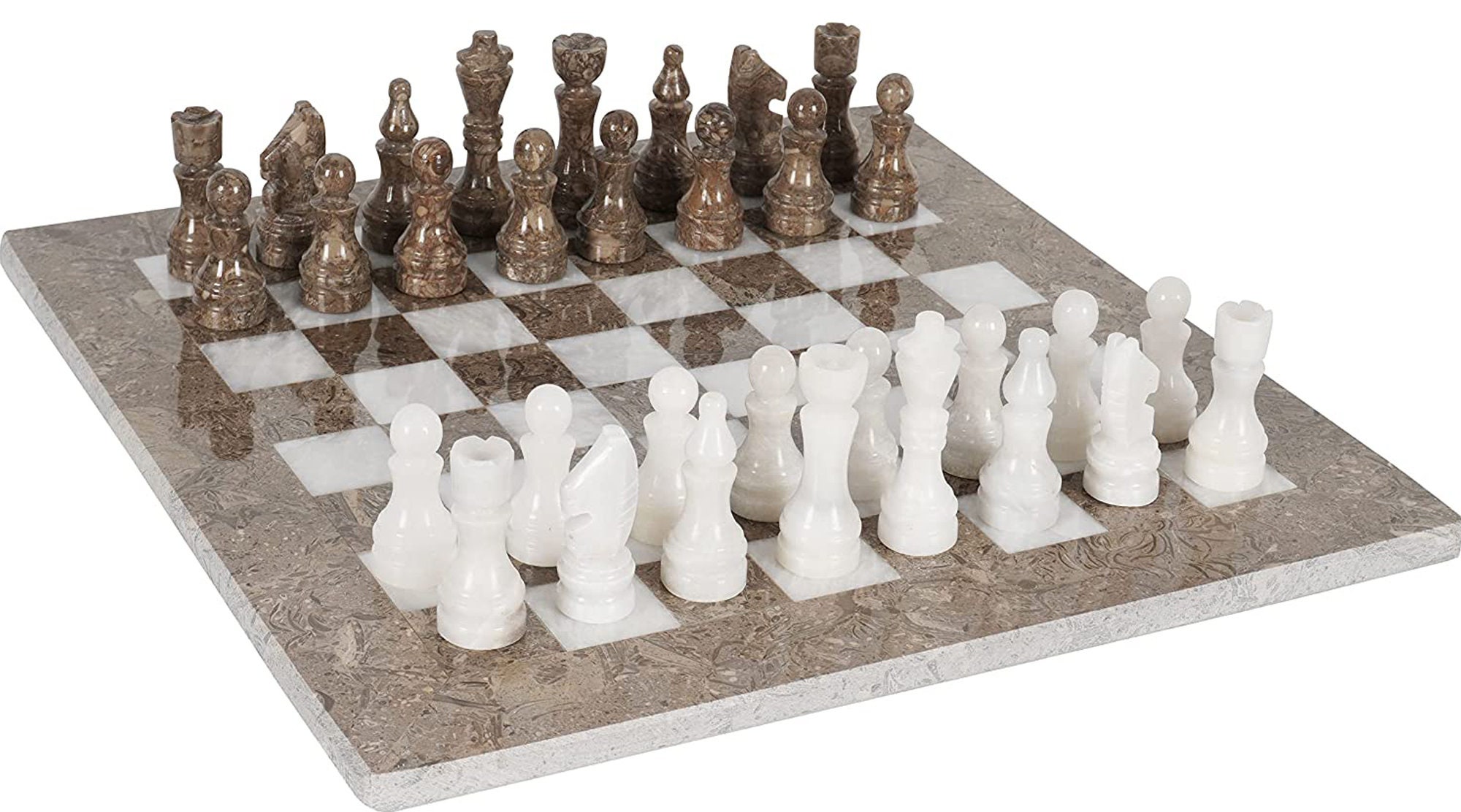  15 Inches Dark and Light Brown Weighted Chess Set - Unique Chess  Set with 32 Chess Pieces - Large Marble Chess Set Ideal for Home Décor -  Best Tournament Chess Set
