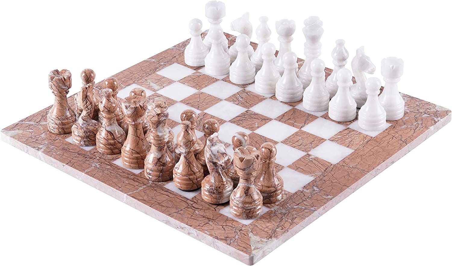 Radicaln Marble Chess Set 15 Inches White and Black Handmade Chess Board  Game for Adults - Best Travel Chess Set 2 Player Games - 1 Chess Board & 32