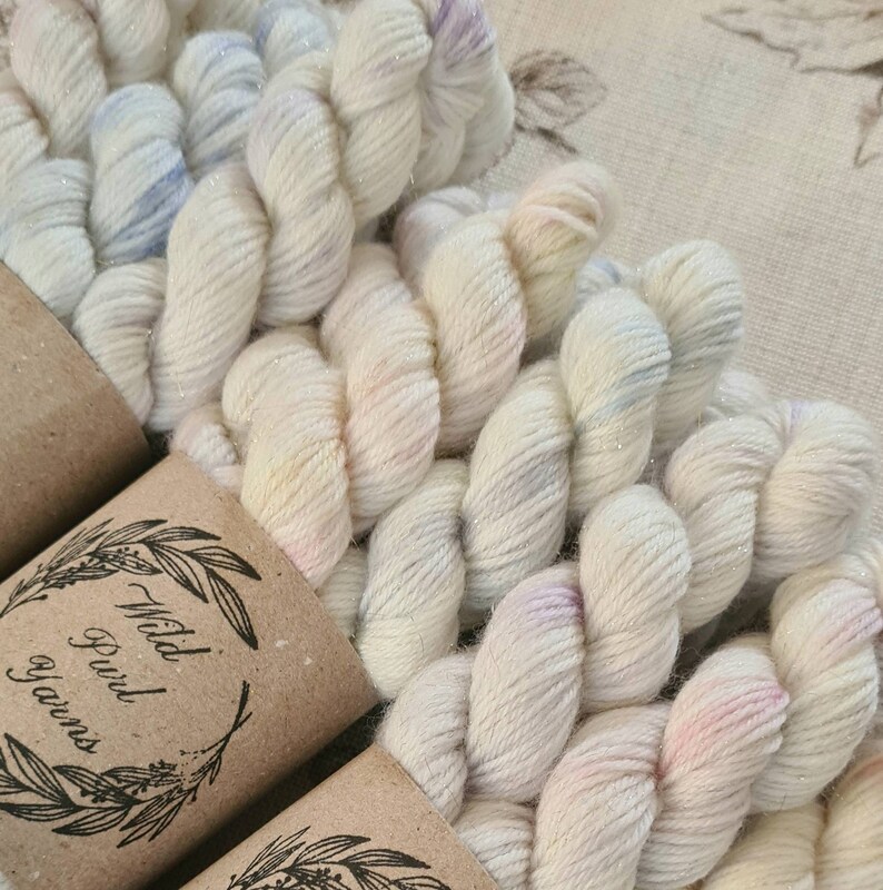 Mini Skein Set, Hand Dyed 4ply Sock Yarn Skeins, 5 X 20g, Sparkle, Knitting and Crochet