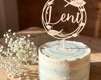 Adorno para tartas con diseño digital, personalizable | Nombre, fecha y texto ajustables | Descarga digital | Bautizo, Primera Comunión, Boda