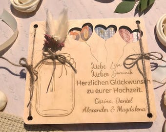 LASER FILE wedding cash gift | SVG file wood engraving | Heart balloon template personalized | Wedding gift