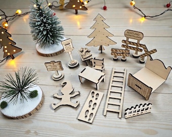 LASER FILE Miniature Gnome Accessories Laser Cut File | Suitable for 3 mm Wood | SVG Template Christmas Gnome Door Decoration
