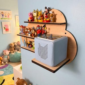 LÁSER | Archivo para estantería Tonie | Estante Toniebox SVG XCS láser | Archivo de corte para estantería de pared Toniebox nueva y antigua | Decoración infantil