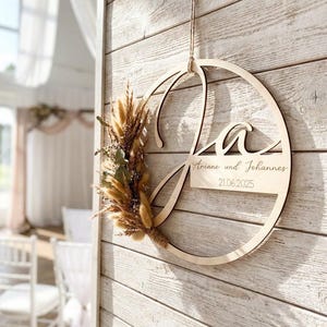 LIMA LÁSER – Corona de boda | Lazo de boda | Regalo de boda cortado con láser | Flores de boda secas