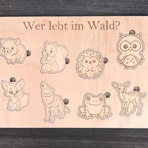 Puzzle per bambini con animali della foresta – Modello in legno con foro per le dita | Gioco educativo Montessori fai da te – Solo file digitale