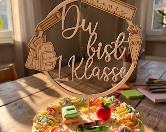 Laser file for first day of school cake topper | You're in 1st grade | Personalizable with name | Digital download | School, school cone decoration