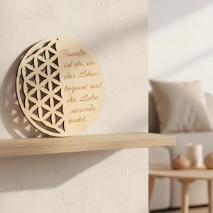LASERDATEI “Familie” – Runde Holzgravur mit Blume des Lebens | SVG DXF Datei für Plotter und Laser | Lebensblume Laser | Geschenk Geburtstag