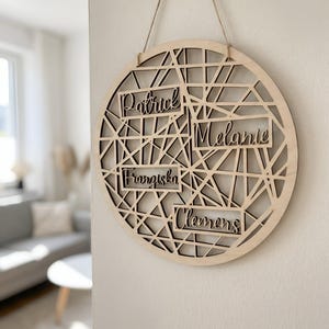 LASERDATEI – Personalisierbare Namenskreise mit modernem Linien-Design (3–6 Namen) | Familien Laser | Geschenk Einzug Laser | Namensschild
