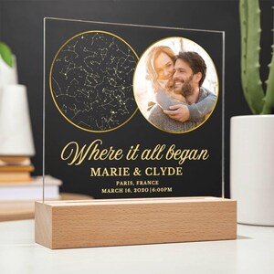 Regalo de aniversario personalizado del mapa de estrellas de la primera cita, donde todo comenzó regalo de compromiso para él, regalo de aniversario de boda personalizado para el marido