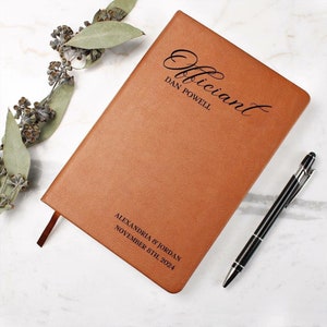 Wedding Officiant Book - Personalized Ceremony Journal, Custom Leather Notebook, Will You Marry Us Officiant Proposal, Pastor Gift