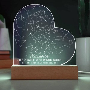 Plaque personnalisée en forme de coeur, carte des étoiles, cadeau 50e anniversaire personnalisé, cadeau 50e anniversaire personnalisé, cadeau 50e anniversaire pour femme, cadeau pour une amie qui fête ses 50 ans