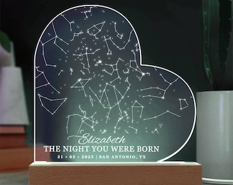40th Birthday Gift Custom Star Map Heart Plaque, Personalized 40th Birthday Gift, 40th Birthday Gift For Daughter Gift for Friend Turning 40