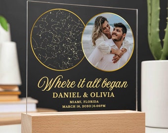 Regalo di anniversario di cotone per lui Mappa stellare personalizzata per data Regalo di anniversario di 2 anni per lui Personalizza il regalo del secondo anniversario per marito moglie