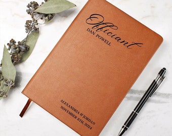 Wedding Officiant Book - Personalized Ceremony Journal, Custom Leather Notebook, Will You Marry Us Officiant Proposal, Pastor Gift