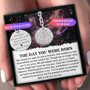 To Our Son Personalized Night Sky Star Map Keychain Gift For Son From Mom And Dad, Meaningful Gift For Son, Son Birthday Custom Keychain