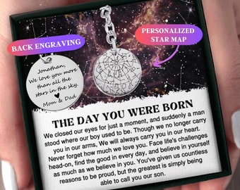 To Our Son Personalized Night Sky Star Map Keychain Gift For Son From Mom And Dad, Meaningful Gift For Son, Son Birthday Custom Keychain