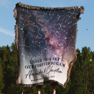 Stars The Night We Met Custom Star Map Blanket - Unique Christmas Gift, Star Map By Date Anniversary Gift, Night Sky Print Personalized Gift