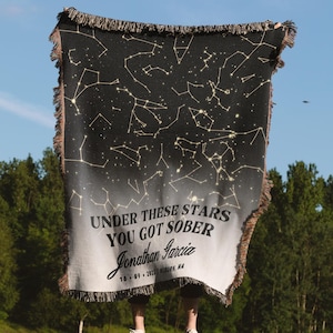 On This Day You Got Sober Custom Star Map by Date Blanket, Personalized Sobriety Blanket, Addiction Recovery, Sobriety Gift for Men, Women