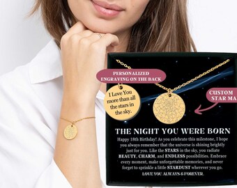 Personalisiertes Armband zum 18.Geburtstag für Mädchen - Armband mit Sternenkarte - Geschenk für Nichte, Tochter und Enkelin