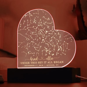 Einzigartige benutzerdefinierte Sternkarte nach Datum Herzplakette | Jubiläumsgeschenk für Ihn Sie, Geschenk für Freundin Geschenk für Frau Geschenk Valentinstag Geschenk