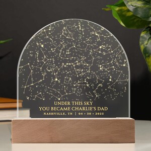 Placa con forma de corazón con mapa estelar personalizado para regalo de nuevo papá, regalo de Navidad para papá primerizo de parte de su esposa, mapa de constelaciones del cielo, regalo único para nuevo papá