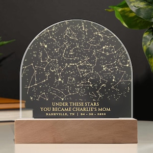 Regalo para mamá primeriza, placa con forma de corazón con mapa estelar personalizado por fecha, regalo para mamá primeriza de parte de su esposo, mapa de constelaciones del cielo, regalo único para mamá primeriza