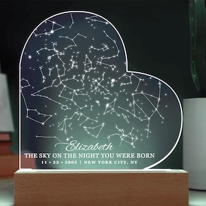 Carte des étoiles personnalisée par date, plaque coeur pour adolescente, cadeau sentimental pour fille, petite-fille, nièce cadeau personnalisé fille