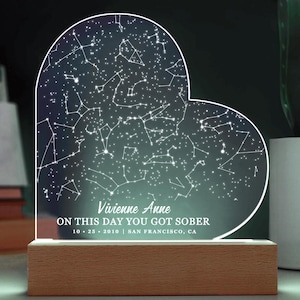 Nüchternheit Datum Benutzerdefinierte Sternenkarte Plakette, Nüchternheit Geschenk für sie Genesung Geschenk Sucht Genesung 1 Jahr Nüchtern Geschenk Nüchterner Jahrestag Geschenk Frauen