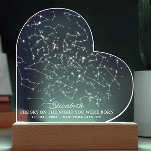 16.Geburtstagsgeschenk für Sie | Benutzerdefinierte Sternkarte nach Datum Herzschild | Sweet 16 Geschenk | Geburtstagsgeschenk für 16-jähriges Mädchen | Enkelin Geschenk