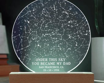 The Day You Became My Dad Star Map First Fathers Day Gift From Wife, Night Sky By Date LED Plaque Fathers Day Gift From Baby, New Dad Gift
