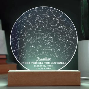 Custom Sobriety Star Map Plaque, Personalized Addiction Recovery Constellation Map, Sobriety Gift for Milestones, Recovery Star Map For Him