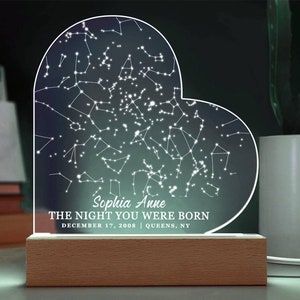 Cadeau voor kleindochter, dochter of nicht aangepaste sterrenkaart plaquette afstudeercadeau, mijlpaal kleindochtercadeaus van verjaardagscadeau oma