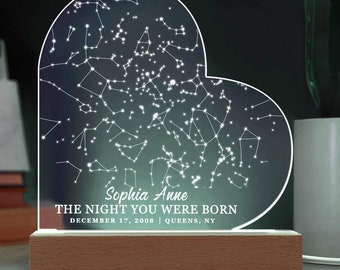 Regalo para nieta, hija o sobrina, placa con mapa estelar personalizada, regalo de graduación, regalos importantes para la nieta de la abuela, regalo de cumpleaños