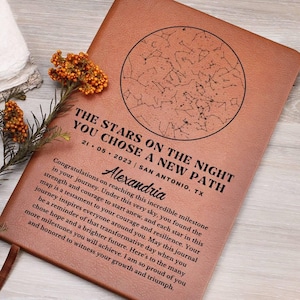 Sober Anniversary Gift Custom Star Map by Date Journal, Personalized Sobriety Journal, Addiction Recovery Gift, Sobriety Gift for Men, Women