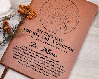 Mapa estelar personalizado por fecha, diario, doctorado, doctorado, regalo de graduación, estudiante de medicina, doctorado, doctorado en educación, regalo de graduación, regalos