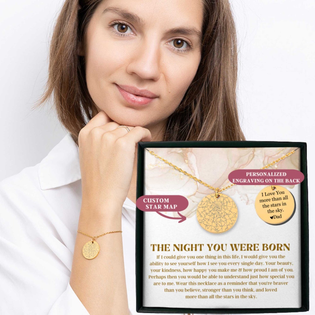 To My Daughter Custom Star Map Bracelet, Mother Daughter Gifts