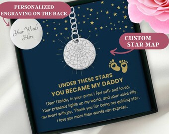 Custom Star Map Keychain For New Dad Gift From Baby, Daddy Gift on Father's Day, Dad Birthday Gift, Fathers Day Gift For Husband