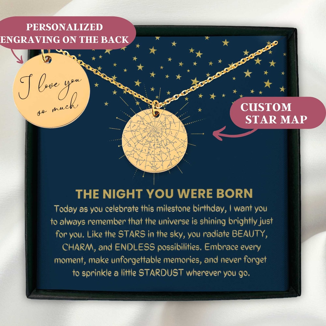 The Day You Were Born Star Map Necklace, Personalized Birthday Gift ...